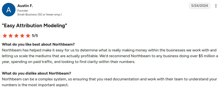 G2 review of Northbeam by Austin F.