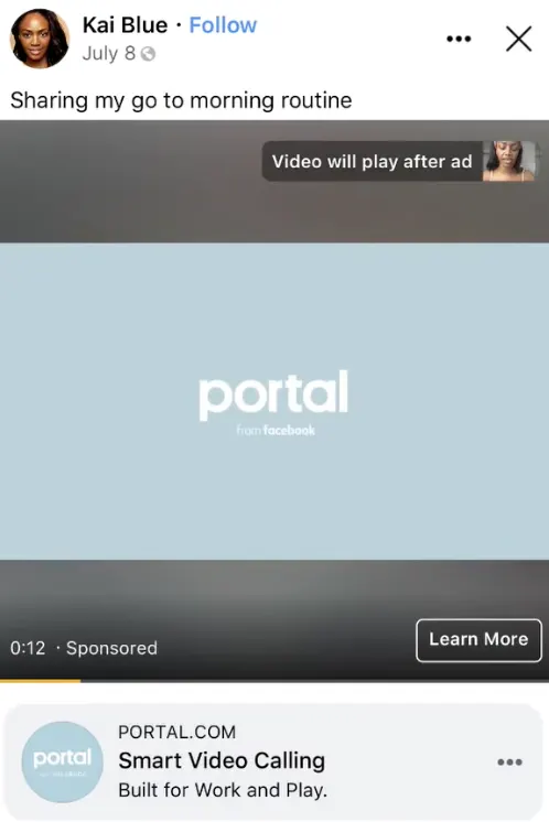 A Facebook in-stream video ad by Kai Blue