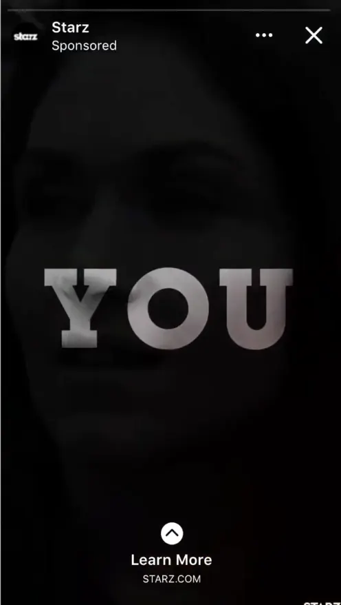 A Starz ad in Messenger Stories