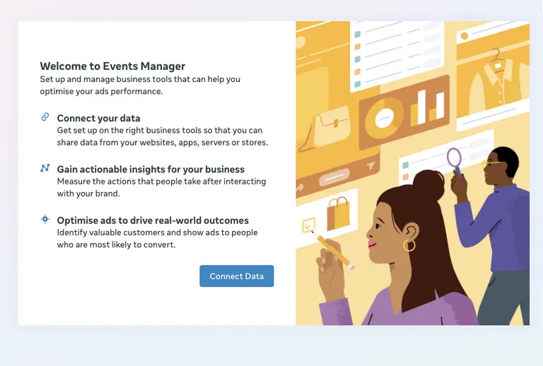 The Events Manager page used to confirm Pixel and Conversions API events