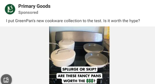 Facebook ad screenshot for Primary Goods.