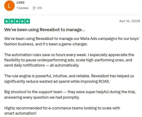Birch review on Trustpilot by LING.