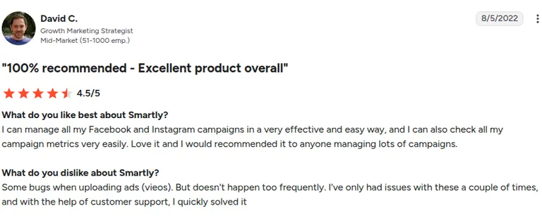 Smartly G2 review by David C.