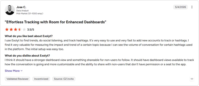 Review by Jose C. on G2
