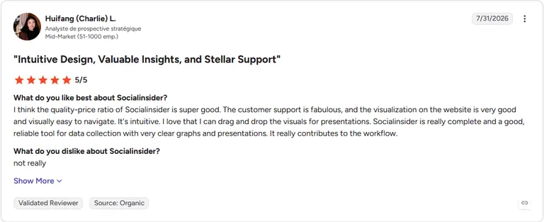 Review by Huifang (Charlie) L. on G2