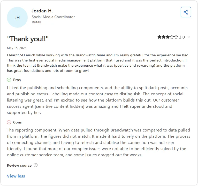 Review by Jordan H. on Capterra