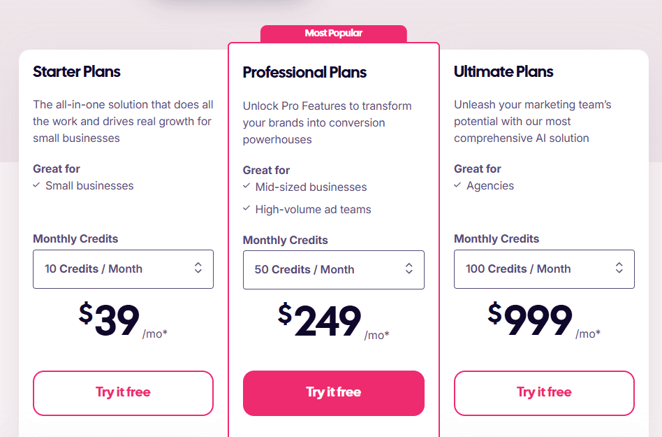 AdCreative.ai pricing